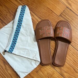 Tory Burch double T sport slides (8.5)